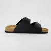 imageCUSHIONAIRE Mens Lane Cork footbed Sandal with Adjustable Buckle Straps ComfortBlack Nappa
