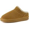 imageCUSHIONAIRE Homemade Womens Suede Mule Slippers with Memory Foam ampamp Warm Faux Fur Lining  Wide Widths IndoorOutdoor UseChestnut