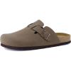 imageCUSHIONAIRE Mens Haze Genuine Suede Faux Fur Cork Footbed Clog with ComfortBrown Nubuck