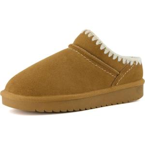 imageCUSHIONAIRE Homemade Womens Suede Mule Slippers with Memory Foam ampamp Warm Faux Fur Lining  Wide Widths IndoorOutdoor UseChestnut