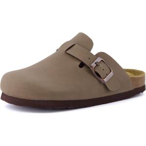 imageCUSHIONAIRE Kids Hana Cork footbed clog with Genuine Leather upper Faux Fur lining and ComfortBrown Nubuck