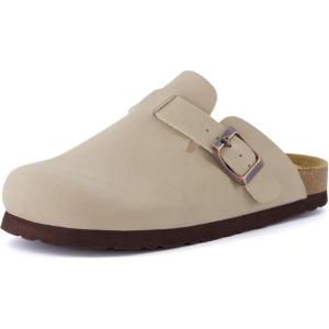 imageCUSHIONAIRE Kids Hana Cork footbed clog with Genuine Leather upper Faux Fur lining and ComfortStone Nubuck
