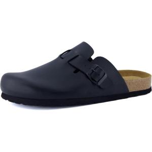 imageCUSHIONAIRE Mens Haze Genuine Suede Faux Fur Cork Footbed Clog with ComfortBlack Nappa