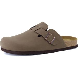 imageCUSHIONAIRE Mens Haze Genuine Suede Faux Fur Cork Footbed Clog with ComfortBrown Nubuck