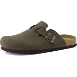 imageCUSHIONAIRE Mens Haze Genuine Suede Faux Fur Cork Footbed Clog with ComfortOlive Nubuck