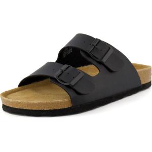 imageCUSHIONAIRE Mens Lane Cork footbed Sandal with Adjustable Buckle Straps ComfortBlack Nappa