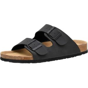 imageCUSHIONAIRE Mens Lane Cork footbed Sandal with Adjustable Buckle Straps ComfortBlack Nubuck