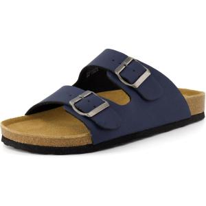 imageCUSHIONAIRE Mens Lane Cork footbed Sandal with Adjustable Buckle Straps ComfortNavy Nubuck