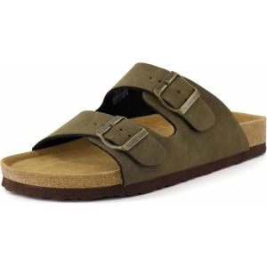imageCUSHIONAIRE Mens Lane Cork footbed Sandal with Adjustable Buckle Straps ComfortOlive Nubuck