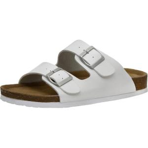 imageCUSHIONAIRE Mens Lane Cork footbed Sandal with Adjustable Buckle Straps ComfortWhite Nappa