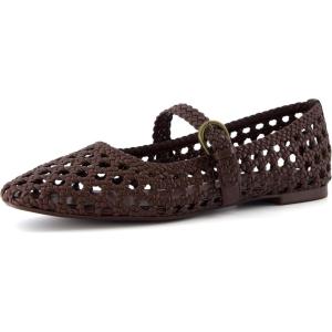imageCUSHIONAIRE Womens Weston Woven Mary Jane Flat Memory Foam Wide Widths AvailableBrown Woven