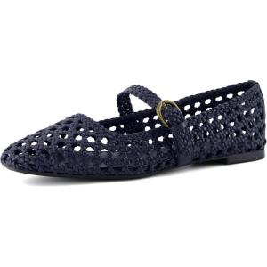 imageCUSHIONAIRE Womens Weston Woven Mary Jane Flat Memory Foam Wide Widths AvailableNavy Woven
