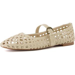 imageCUSHIONAIRE Womens Weston Woven Mary Jane Flat Memory Foam Wide Widths AvailableWheat Woven