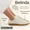 imageCUSHIONAIRE Belinda Womens Lace Detail Casual Sneakers  Elegant Ribbon LaceUp Shoes with Memory FoamIvory Vegan Suede