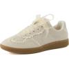 imageCUSHIONAIRE Belinda Womens Lace Detail Casual Sneakers  Elegant Ribbon LaceUp Shoes with Memory FoamIvory Vegan Suede