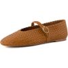 imageCUSHIONAIRE Womens Bistro Woven Mary Jane Flat Memory Foam Wide Widths AvailableWoven Cognac