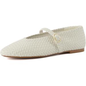 imageCUSHIONAIRE Womens Bistro Woven Mary Jane Flat Memory Foam Wide Widths AvailableWoven Wheat