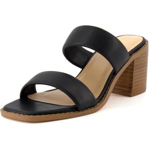 imageCUSHIONAIRE Womens Clever two band block heel sandal Memory Foam Wide Widths AvailableBlack