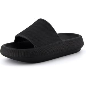 imageCUSHIONAIRE Womens Feather Cloud Recovery Slide Sandals with ComfortBlack