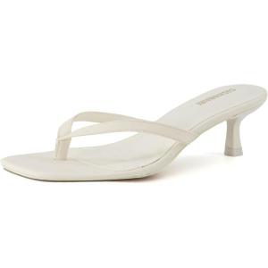 imageCUSHIONAIRE Womens Miami Kitten heel thong sandals Memory Foam Wide Widths AvailableIvory