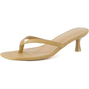 imageCUSHIONAIRE Womens Miami Kitten heel thong sandals Memory Foam Wide Widths AvailableTan
