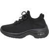 imageCUSHIONAIRE Womens Blaze Stretch Knit Slip on lace Sneaker Memory Foam ampamp LiteSole TechnologyBlackBlack