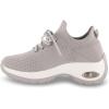 imageCUSHIONAIRE Womens Blaze Stretch Knit Slip on lace Sneaker Memory Foam ampamp LiteSole TechnologyGreyWhite