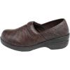imageCUSHIONAIRE Womens Claire SlipOn Clog Vegan Leather Memory Foam Lightweight Comfort Clog with 15Inch HeelBrown Tooled