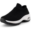 imageCUSHIONAIRE Womens Breeze Stretch Knit Slip on Sneaker Memory Foam ampamp LiteSole TechnologyBlackWhite