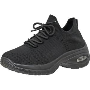 imageCUSHIONAIRE Womens Blaze Stretch Knit Slip on lace Sneaker Memory Foam ampamp LiteSole TechnologyBlackBlack
