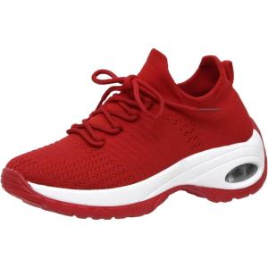 imageCUSHIONAIRE Womens Blaze Stretch Knit Slip on lace Sneaker Memory Foam ampamp LiteSole TechnologyRed