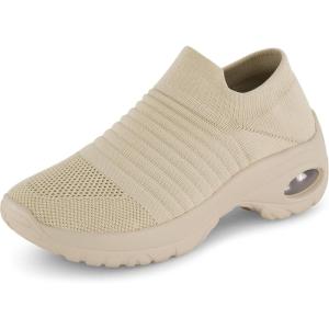 imageCUSHIONAIRE Womens Breeze Stretch Knit Slip on Sneaker Memory Foam ampamp LiteSole TechnologyTaupe