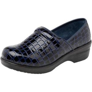 imageCUSHIONAIRE Womens Claire SlipOn Clog Vegan Leather Memory Foam Lightweight Comfort Clog with 15Inch HeelNavy Croco