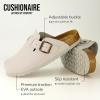 imageCUSHIONAIRE Hana SlipOn Buckle Clog with Cork Footbed Memory Foam Wide Widths AvailableIvory Vegan Suede