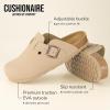 imageCUSHIONAIRE Hana SlipOn Buckle Clog with Cork Footbed Memory Foam Wide Widths AvailableSand Vegan Suede