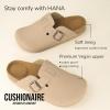 imageCUSHIONAIRE Hana SlipOn Buckle Clog with Cork Footbed Memory Foam Wide Widths AvailableSand Vegan Suede