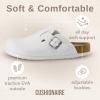 imageCUSHIONAIRE Hana SlipOn Buckle Clog with Cork Footbed Memory Foam Wide Widths AvailableWhite