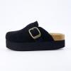 imageCUSHIONAIRE Womens Granola Previous Buckle Issue Fixed Genuine Suede Cork Footbed Platform Clog Comfort Wide Widths AvailableBlack