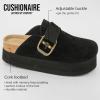 imageCUSHIONAIRE Womens Granola Previous Buckle Issue Fixed Genuine Suede Cork Footbed Platform Clog Comfort Wide Widths AvailableBlack