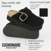 imageCUSHIONAIRE Womens Granola Previous Buckle Issue Fixed Genuine Suede Cork Footbed Platform Clog Comfort Wide Widths AvailableBlack