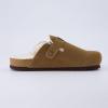 imageCUSHIONAIRE Womens Hana Cork footbed clog with Genuine Leather upper Faux Fur lining and ComfortBrown