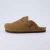 imageCUSHIONAIRE Womens Hana Cork footbed clog with Genuine Leather upper Faux Fur lining and ComfortBrown