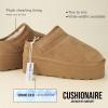 imageCUSHIONAIRE Womens Huggy Genuine Suede Cozy Mule Platform Memory Foam Wide Widths AvailableChocolate