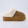 imageCUSHIONAIRE Womens Husky Genuine Suede cozy mule Platform Memory Foam Wide Widths AvailableChestnut Suede
