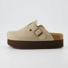 imageCUSHIONAIRE Womens Loom Cork Footbed Platform Clog  Comfortable Vegan Leather Arch Support AllDay Comfort Wide Widths AvailableStone Nubuck