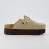 imageCUSHIONAIRE Womens Loom Cork Footbed Platform Clog  Comfortable Vegan Leather Arch Support AllDay Comfort Wide Widths AvailableStone Nubuck