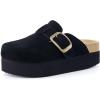 imageCUSHIONAIRE Womens Granola Previous Buckle Issue Fixed Genuine Suede Cork Footbed Platform Clog Comfort Wide Widths AvailableBlack