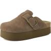 imageCUSHIONAIRE Womens Granola Previous Buckle Issue Fixed Genuine Suede Cork Footbed Platform Clog Comfort Wide Widths AvailableTaupe