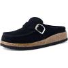 imageCUSHIONAIRE Womens Hobby Genuine Leather Cork Footbed Clog with ComfortBlack