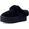 imageCUSHIONAIRE Womens Husky Genuine Suede cozy mule Platform Memory Foam Wide Widths AvailableBlack Suede
